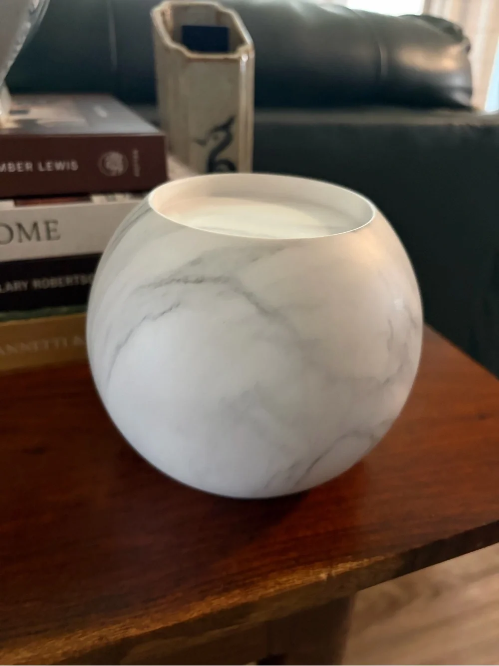 Bath & Body Works White Marble Globe Pedestal Candle Holder - Home Accents